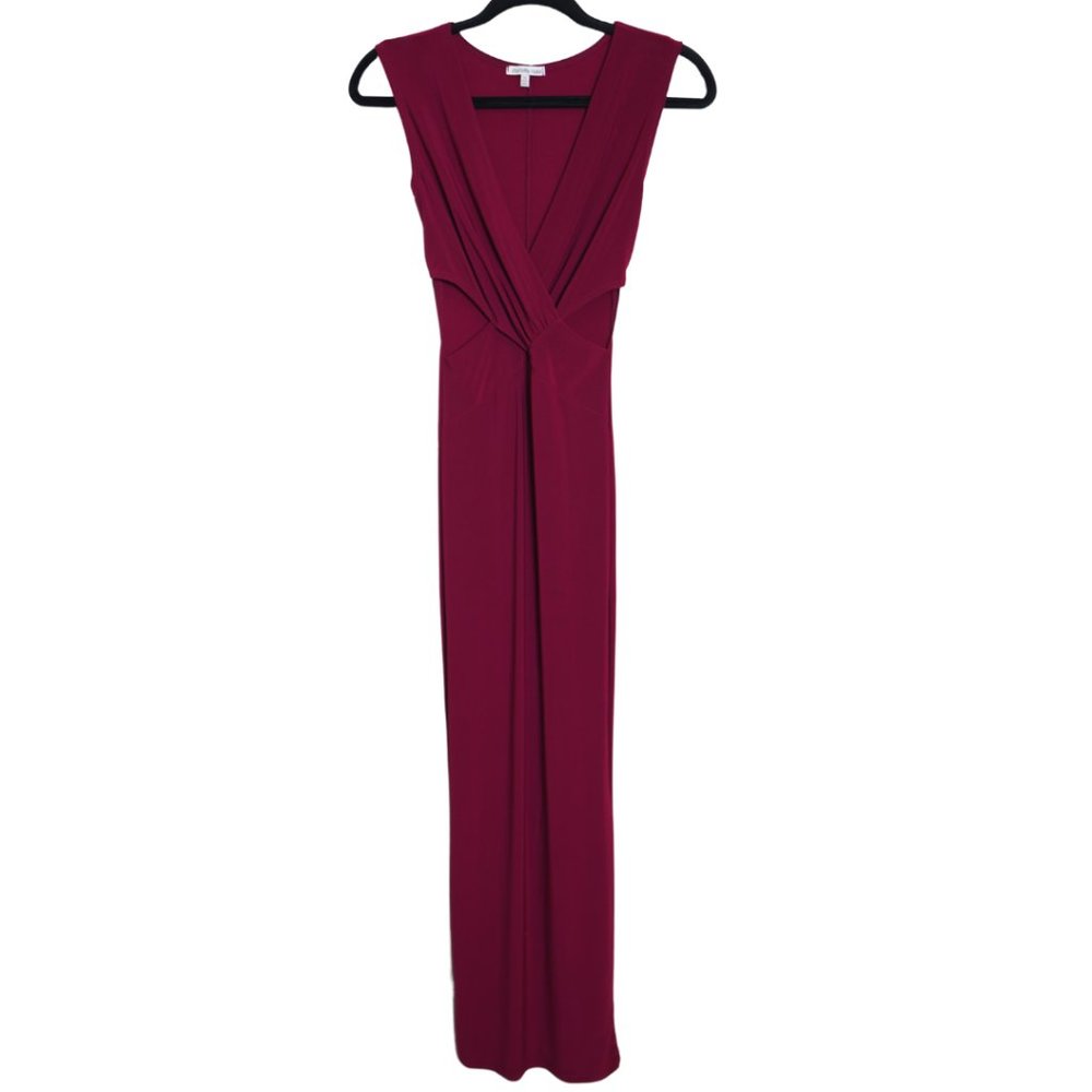 Cutout Twist Front Dress, Sexy Burgundy Red, XS, Charlotte Russe